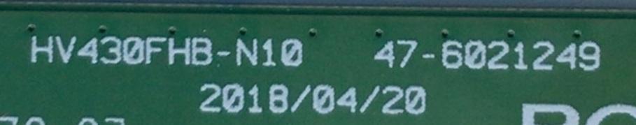 T-CON PARA TV VIZIO / NUMERO DE PARTE 44-9771433O / 47-6021249 / HV430FHB-N10 / HV430FHBN10 / 44-97714330 / PANEL BOEI430WU1 / DISPLAY HV430FHB-N10 / MODELO D43FX-F4 LBVFNTW	 - Imagen 4